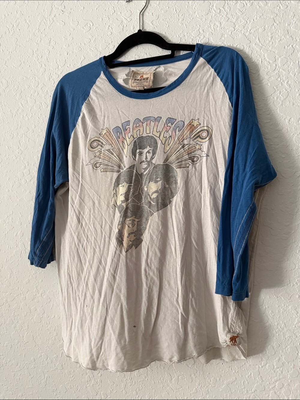 Trunk LTD The Beatles Long Sleeve Blue White Baseball Ringer Tee 4 - AS IS